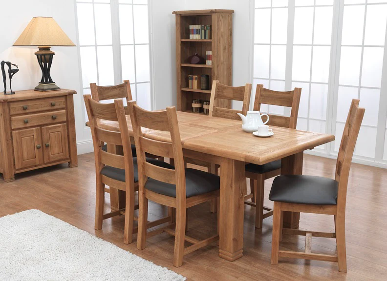 Danube Oak 1.4 m Extending Dining Sets W/Six Chairs - Image 6