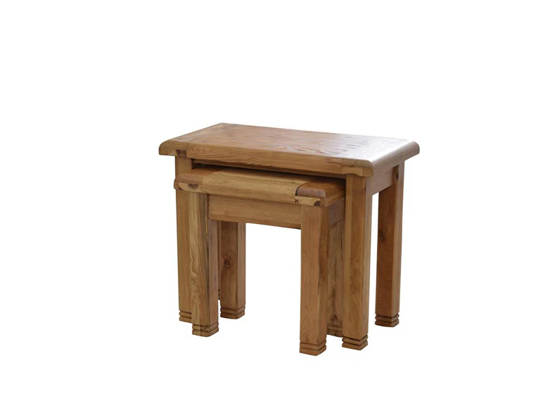 Danube Oak Nesting Tables Set – Weathered Finish 640mm