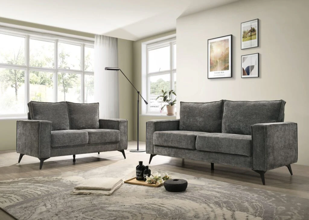 Dawson 3+2 Sofa Suite – Compact Grey Fabric Seating