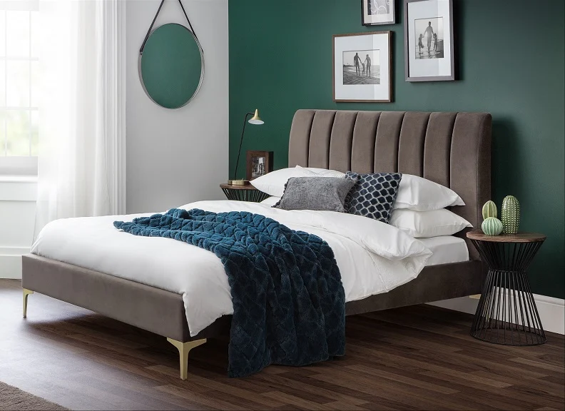 Deco Scalloped Velvet Bed – Dusk Grey with Optional Blanket Box - Image 2