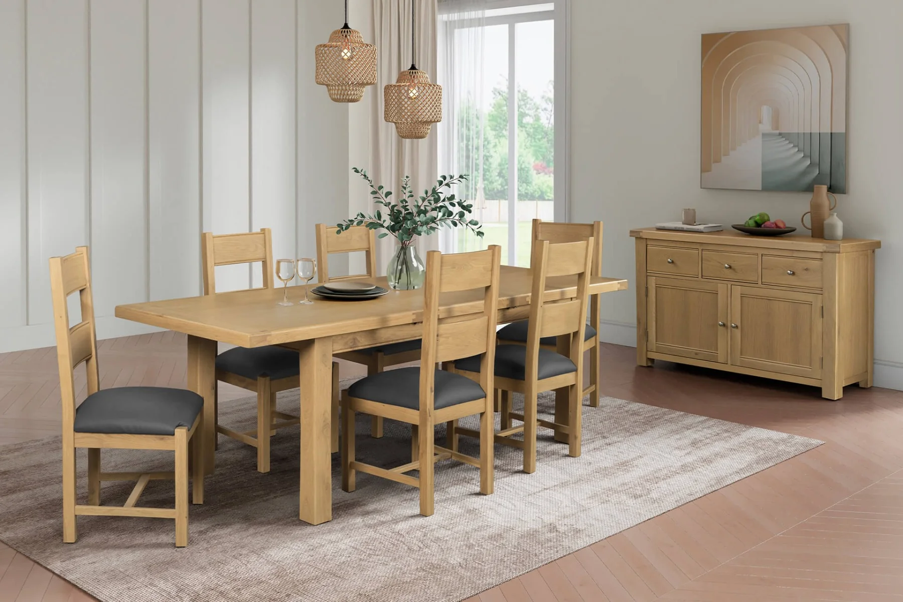 Delaney 180cm Extending Dining Table – Oak with Smooth Extension Mechanism - Image 11