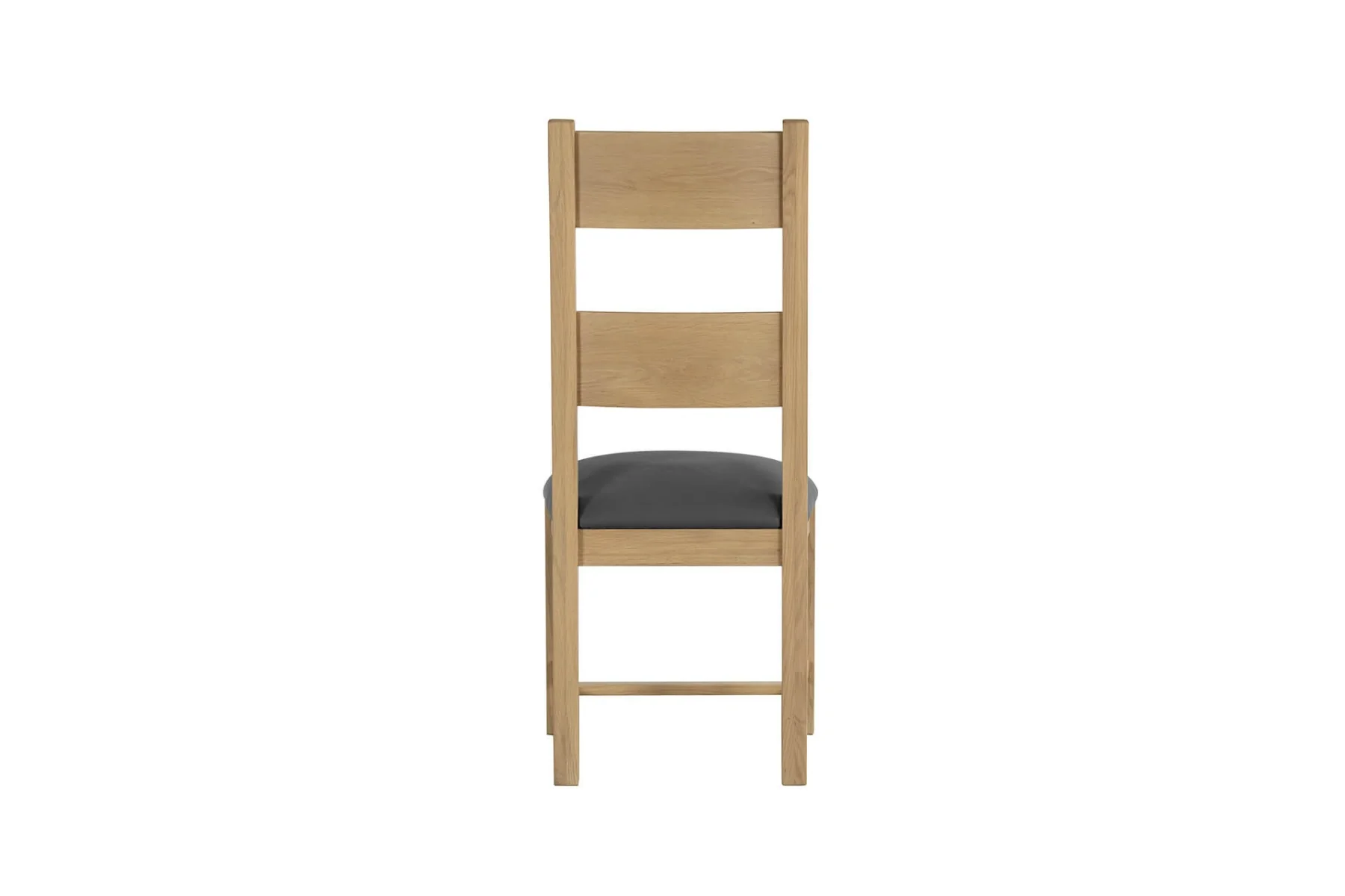 Delaney Dining Chair in Oak with Grey PU Seat – Classic High Back Dining Chair - Image 3