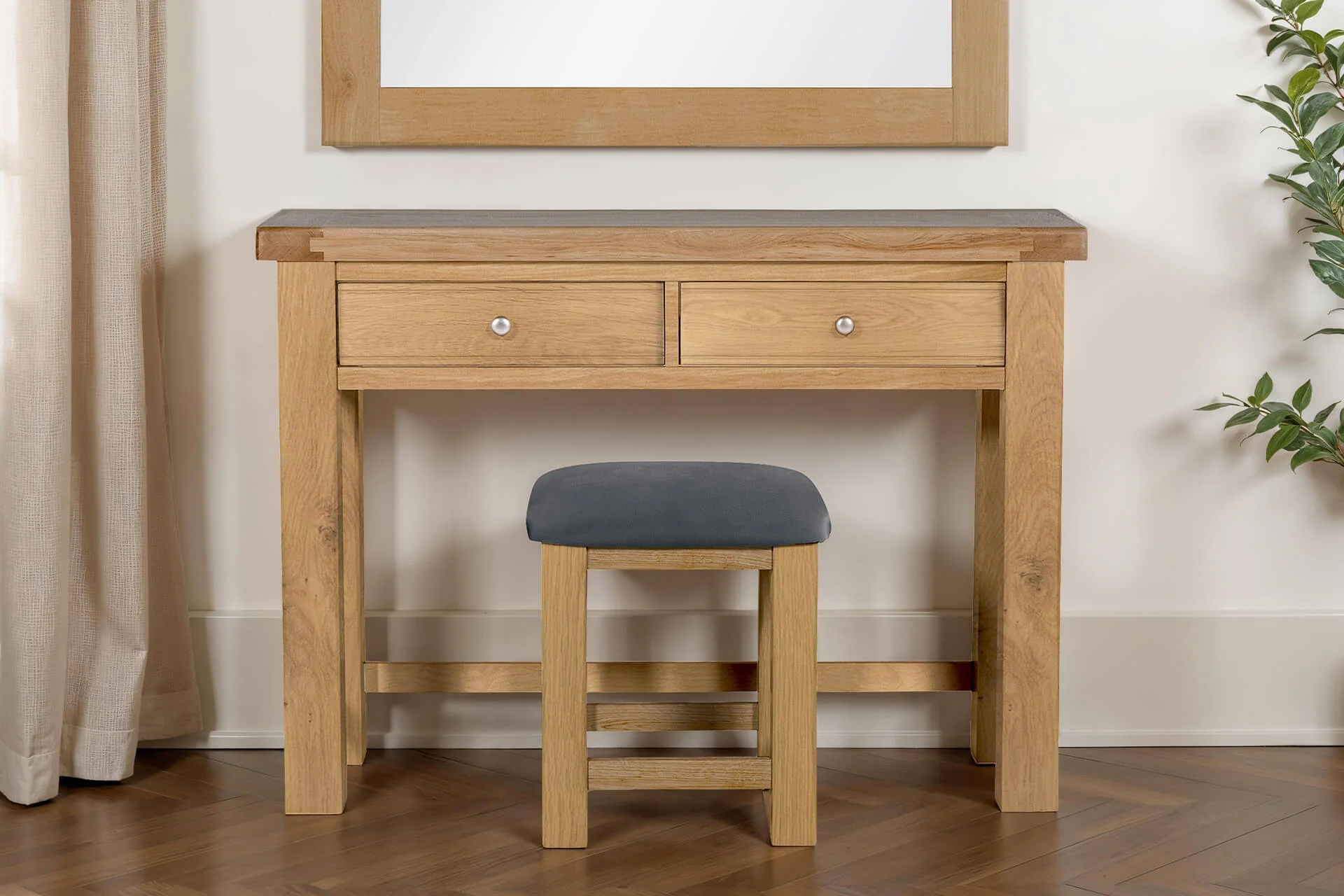 Delaney Dressing Stool – Grey PU Cushion 400mm - Image 2
