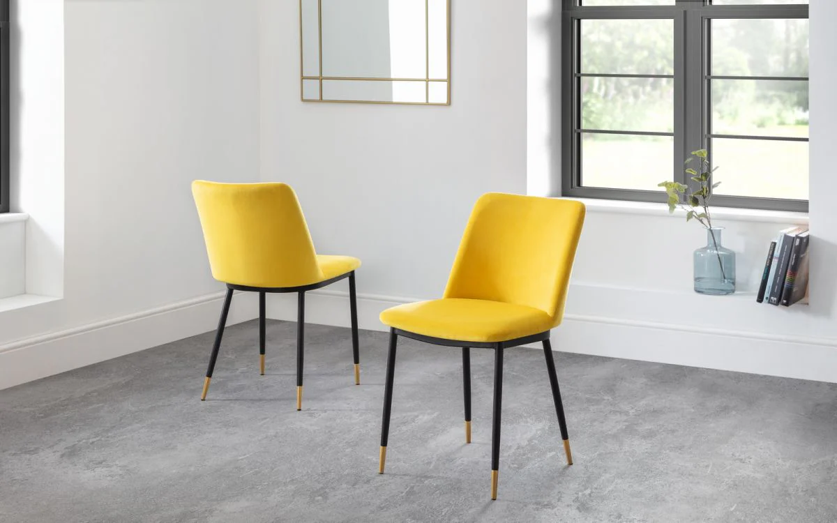 Set Of Two Delaunay Mustard Dining Chairs - Stylish and Comfortable Seating - Image 2