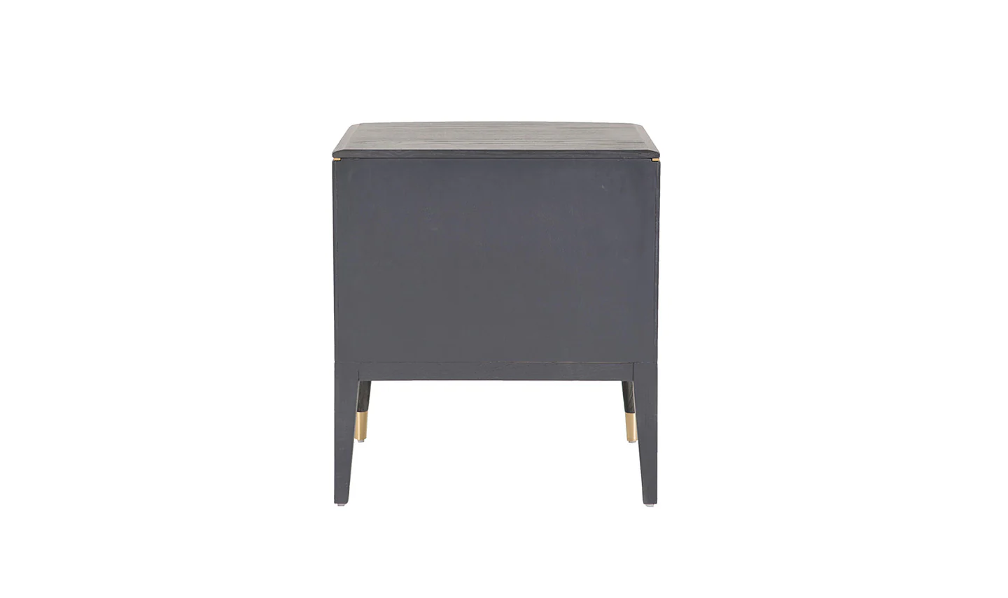 Diletta Bedside Table 2 Drawer - Ebony - Image 4