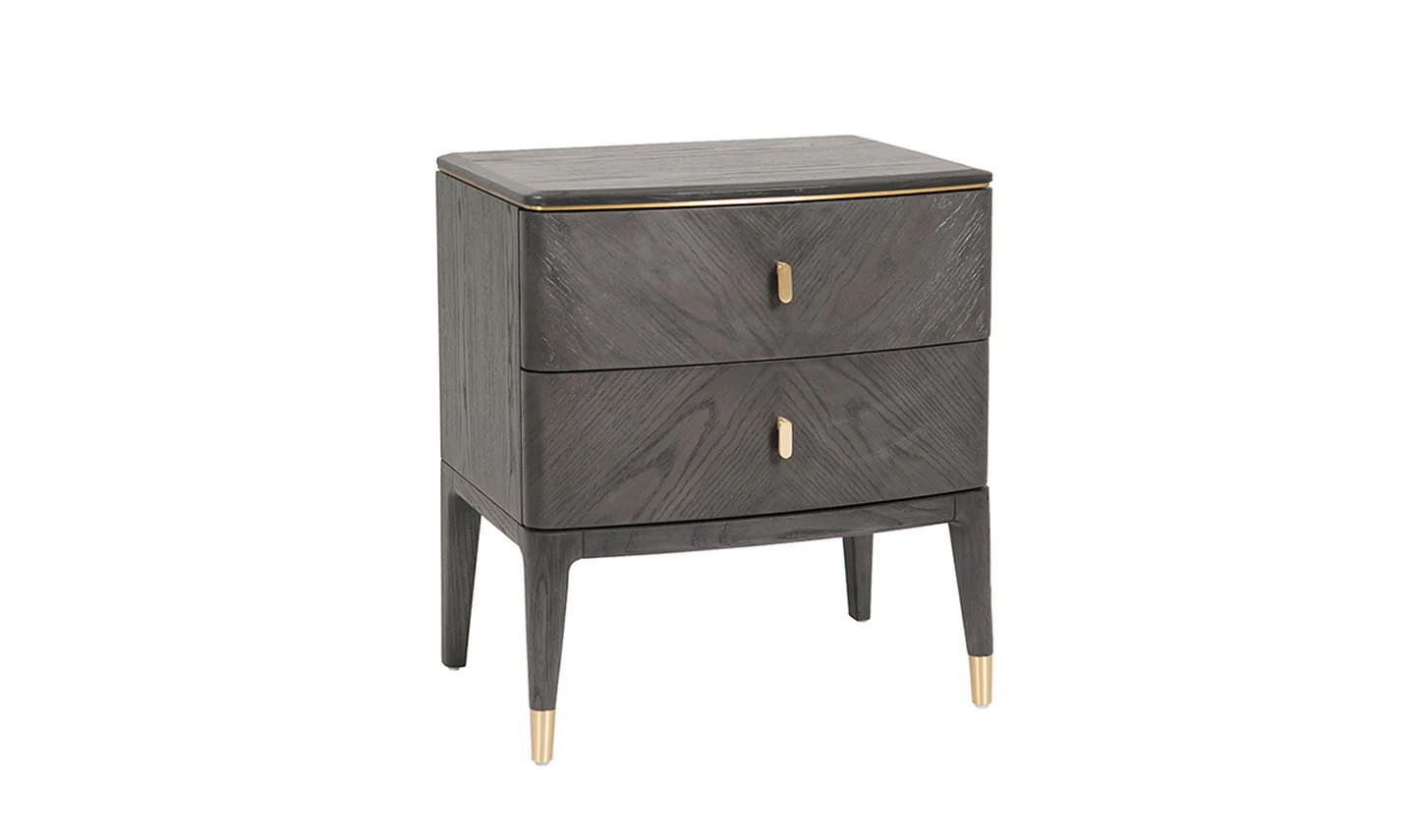 Diletta Bedside Table 2 Drawer - Ebony - Image 7