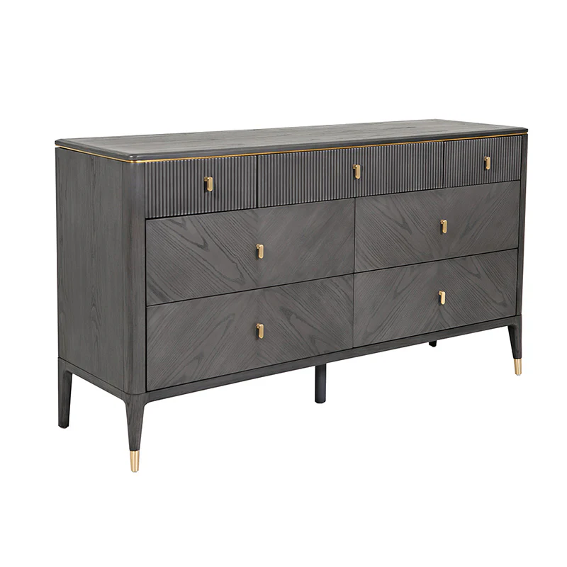Diletta Dressing Chest 7 Drawer Ribbed Top Drws - Ebony - Image 2