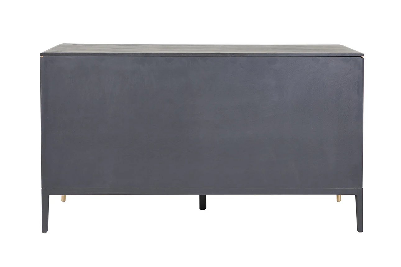 Diletta Dressing Chest 7 Drawer Ribbed Top Drws - Ebony - Image 5