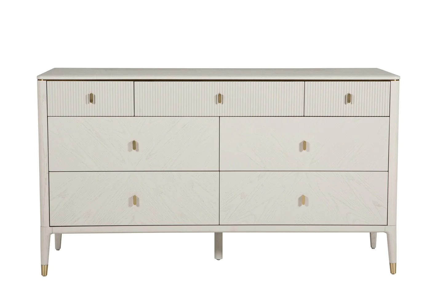 Diletta 7-Drawer Dressing Chest – Stone Finish with Ribbed Top - Image 2