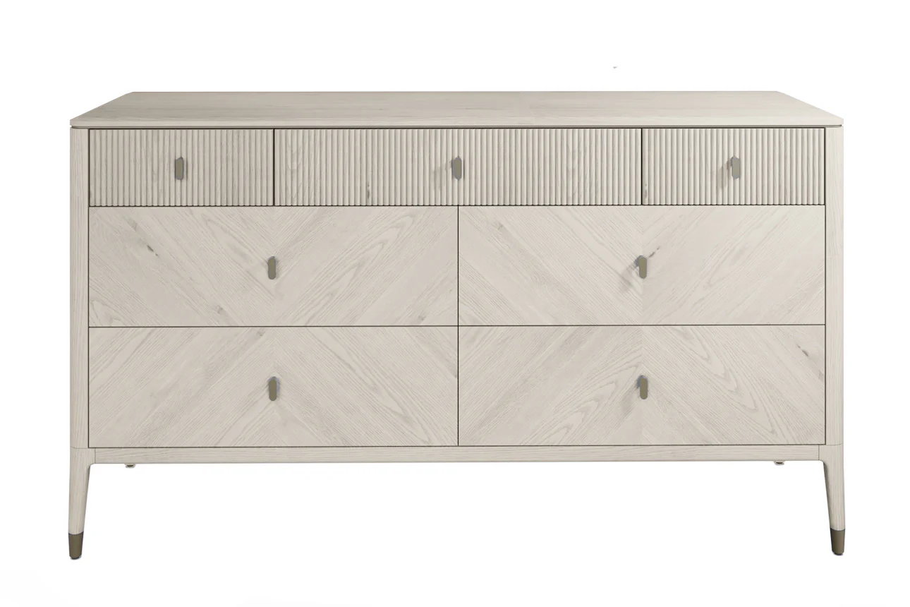 Diletta 7-Drawer Dressing Chest – Stone Finish with Ribbed Top - Image 3