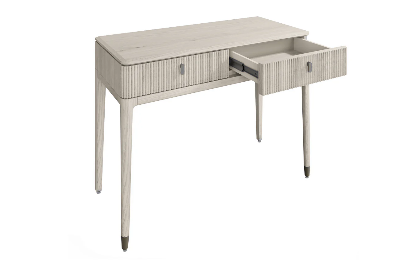 Diletta Dressing Table 2 Drawer Ribbed- Stone - Image 2