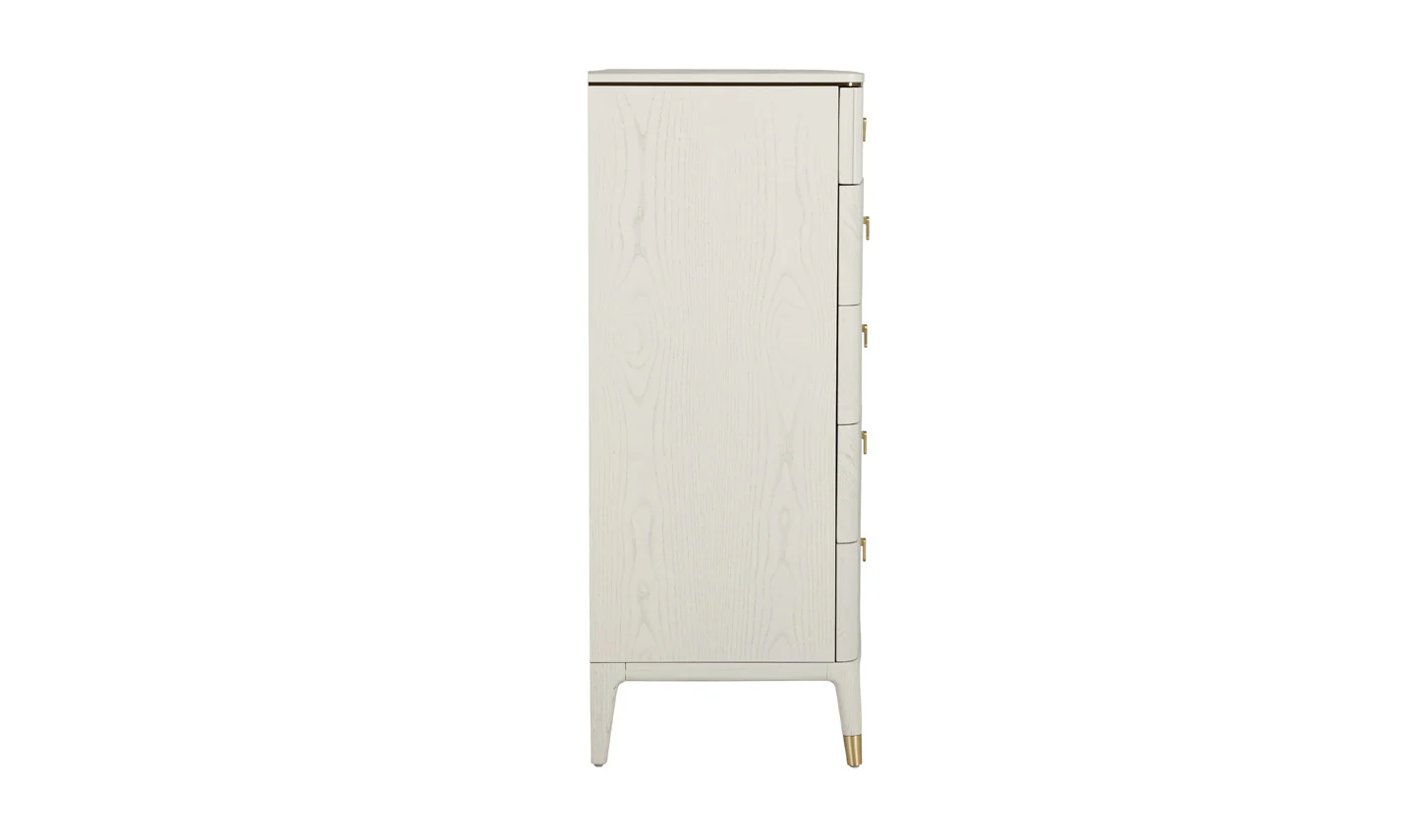 Diletta Tall Chest – 5 Ribbed Drawers in Stone Finish - Image 4