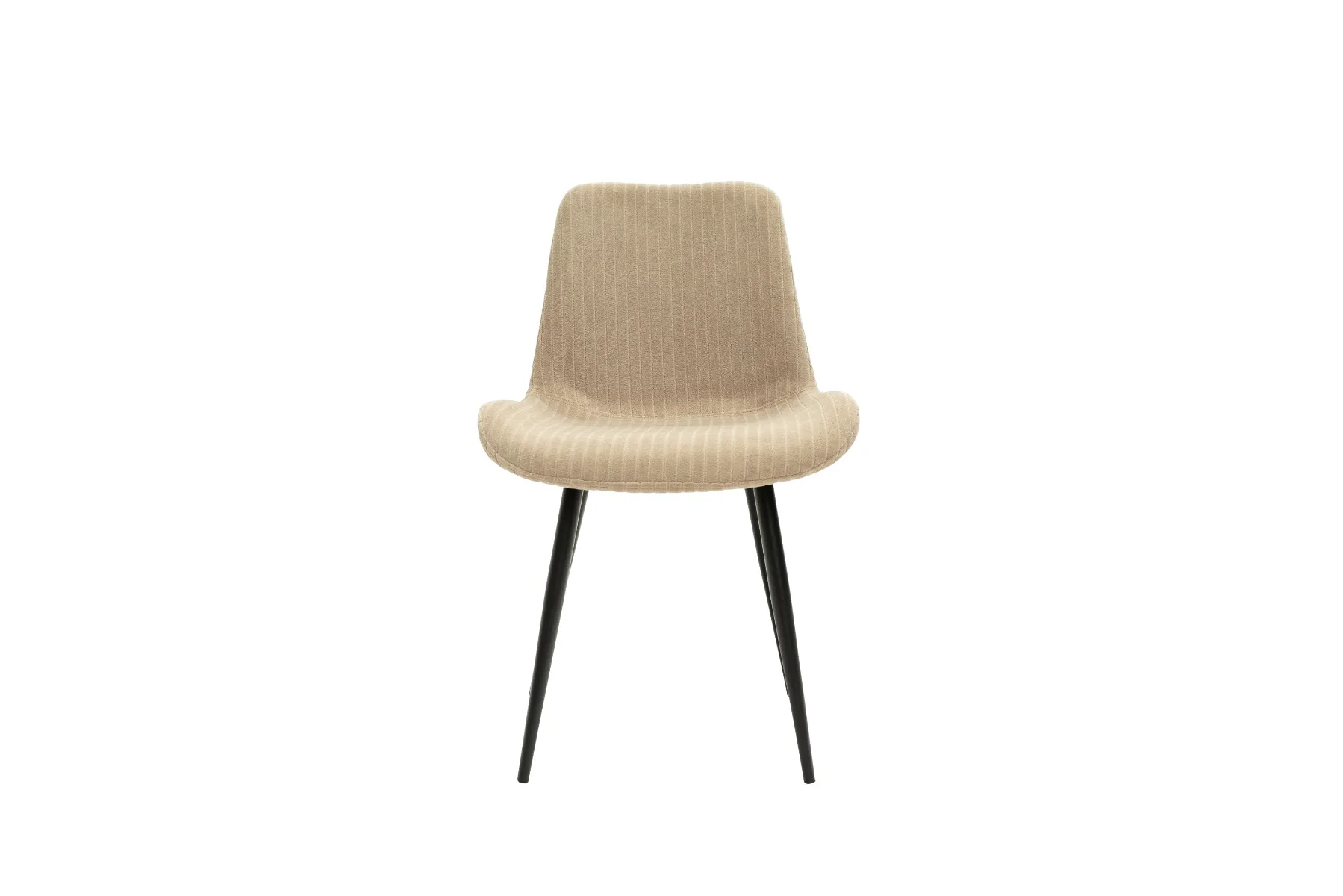 Dillon Stone Fabric Dining Chair – Plush Curved Design with Black Powder-Coated Legs - Image 2