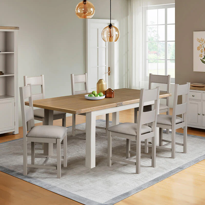 Doune Extending Dining Table – Taupe with Oak Veneer 120cm to 165cm (Pre-order for July) - Image 12