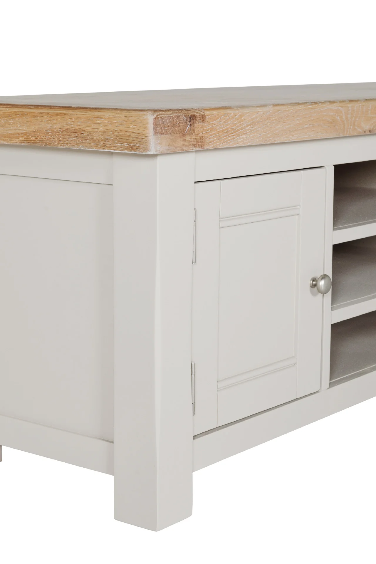 Doune 140cm TV Unit – Taupe Painted Finish with Oak Top - Image 5