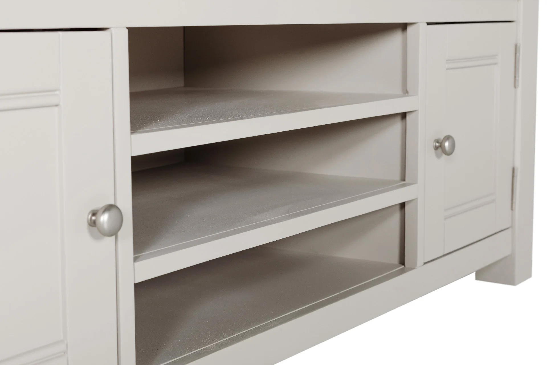 Doune 140cm TV Unit – Taupe Painted Finish with Oak Top - Image 6