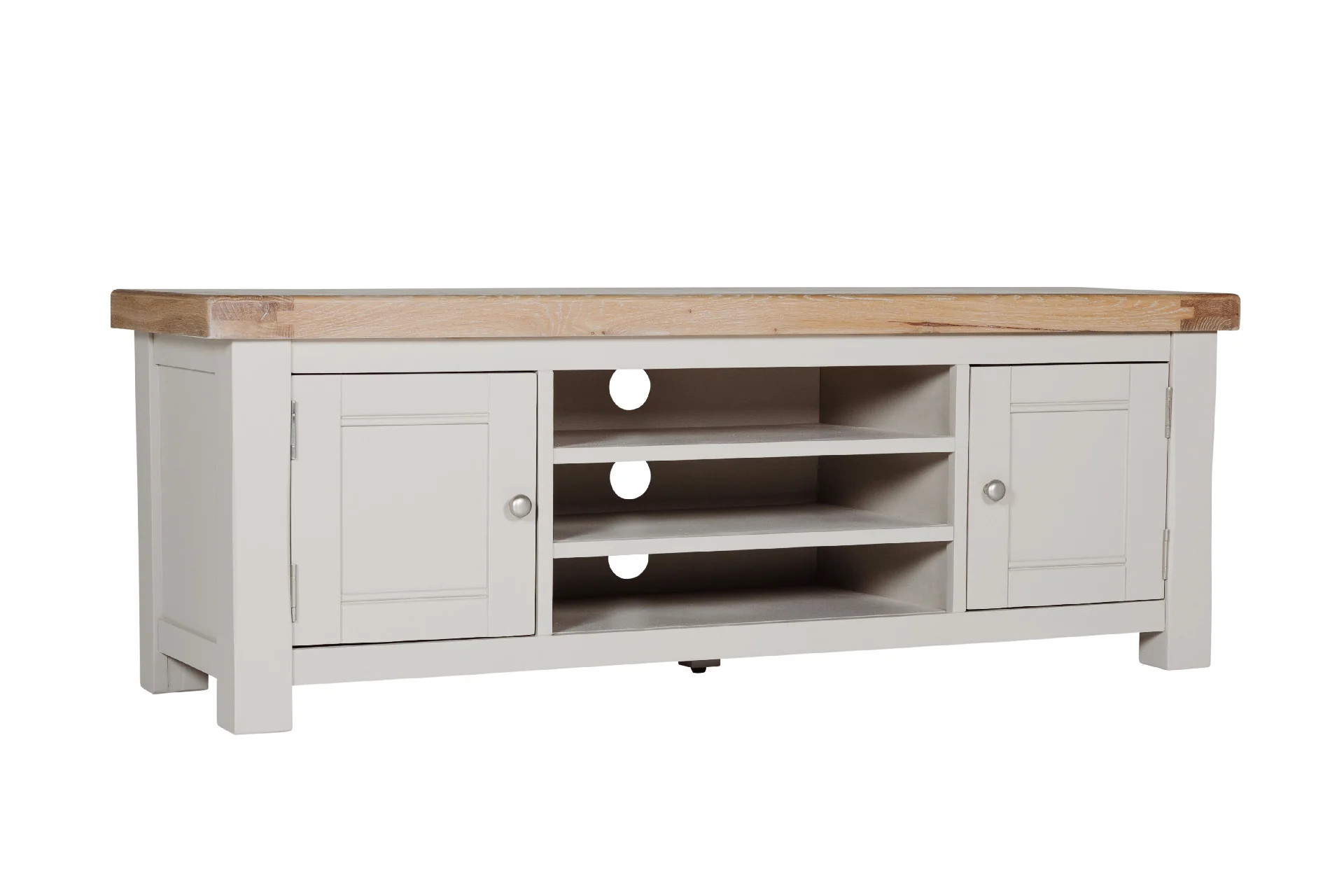 Doune 140cm TV Unit – Taupe Painted Finish with Oak Top - Image 8