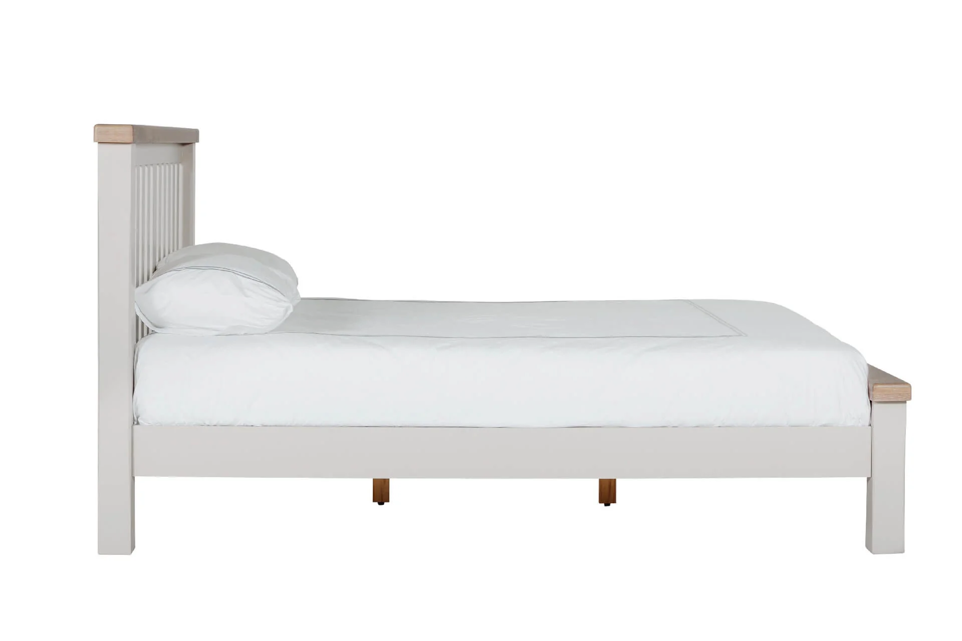 Doune 4'6 Low Footboard Bed – Taupe Painted Finish with Oak Veneer Tops (PRE-ORDER FOR JULY) - Image 5