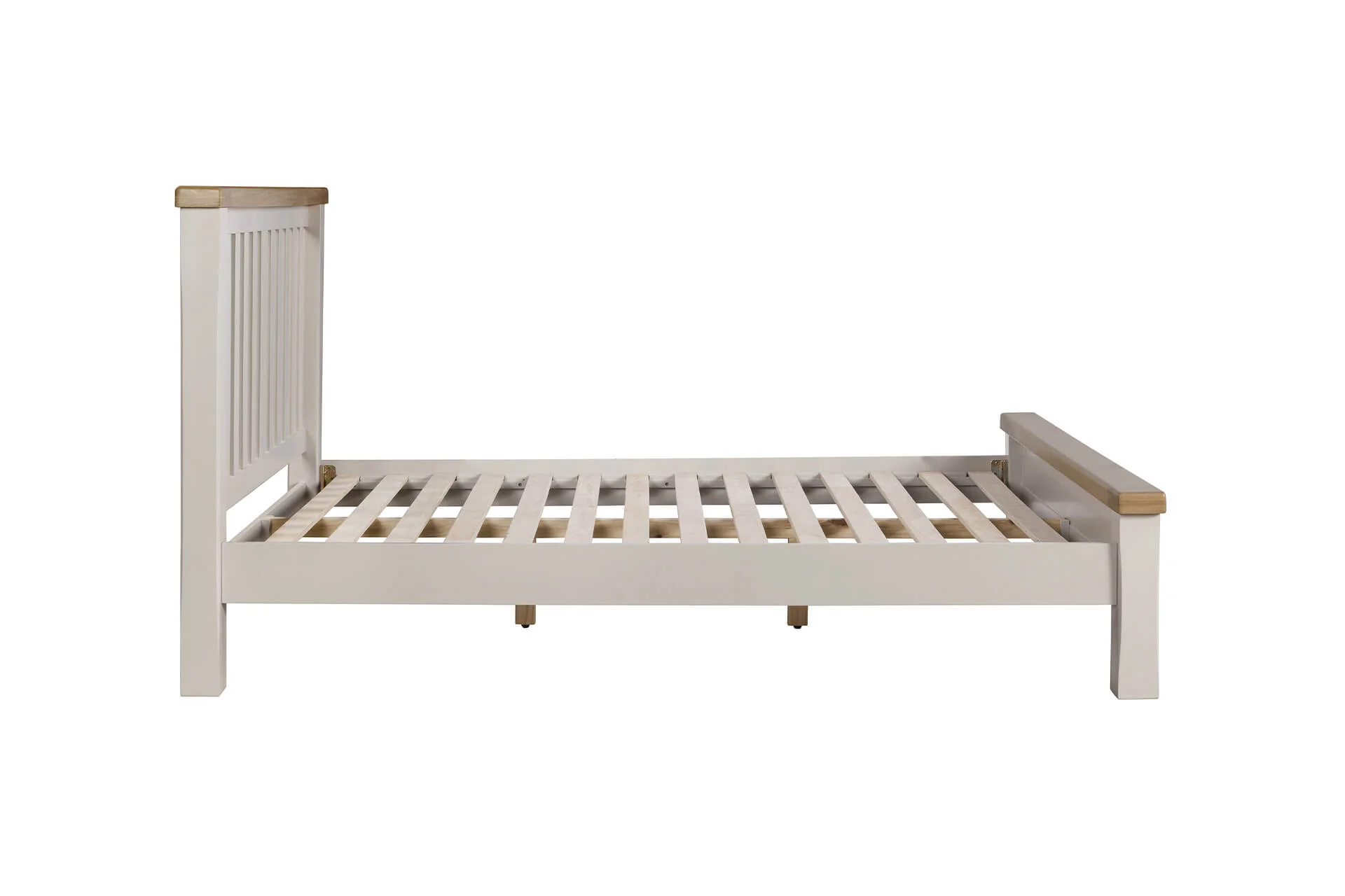 Doune 5' Low Footboard Bed – Taupe Painted Finish with Oak Veneer Tops - Image 4