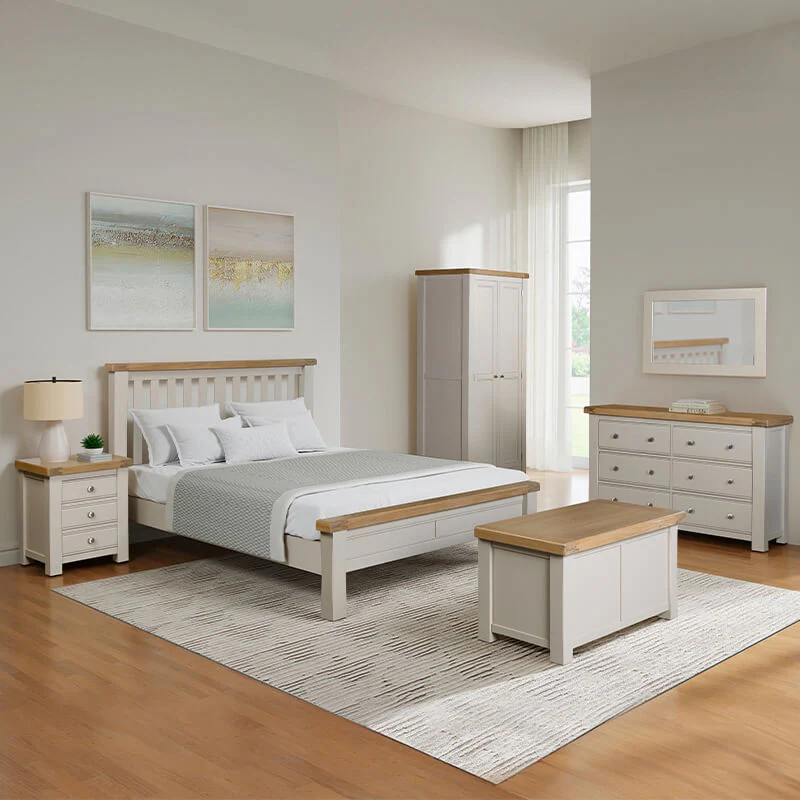 Doune Blanket Box – Taupe Painted Finish with Oak Top - Image 10