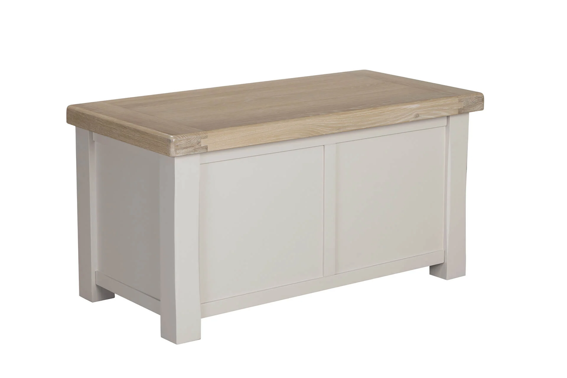 Doune Blanket Box – Taupe Painted Finish with Oak Top - Image 11