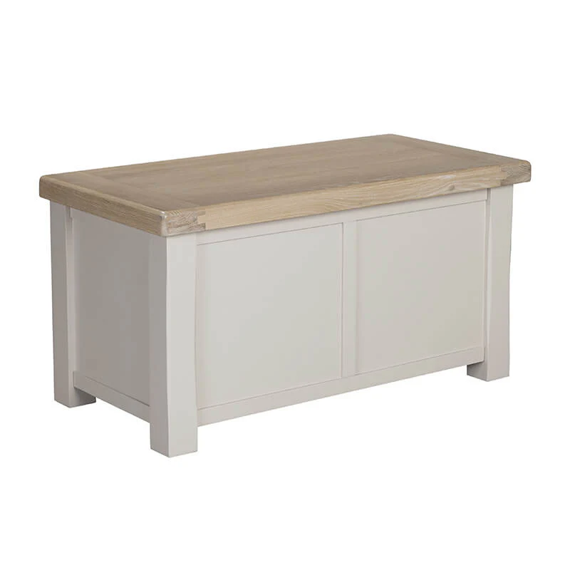 Doune Blanket Box – Taupe Painted Finish with Oak Top - Image 12