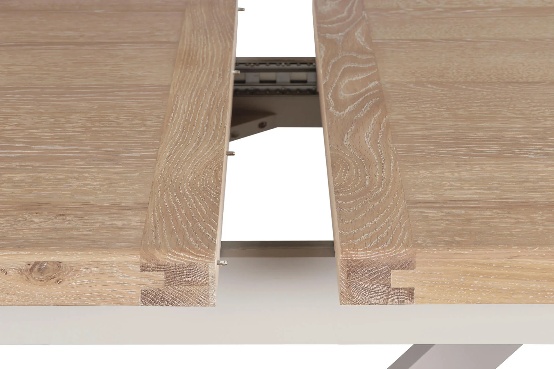 Doune Refectory Extending Dining Table – Taupe with Washed Oak Top 190-235cm - Image 17