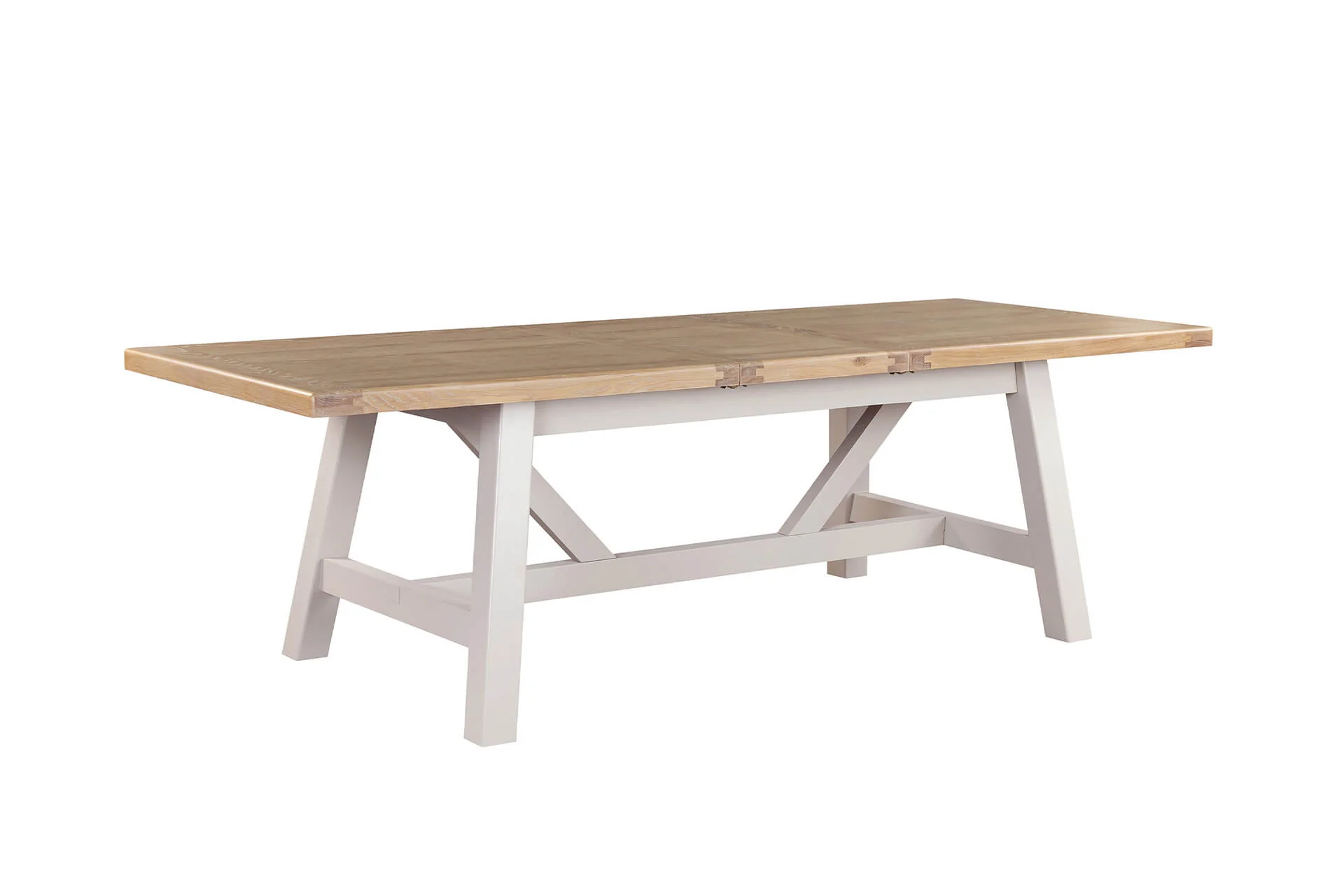 Doune Refectory Extending Dining Table – Taupe with Washed Oak Top 190-235cm - Image 4