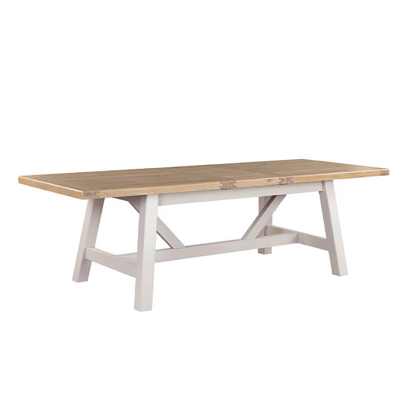 Doune Refectory Extending Dining Table – Taupe with Washed Oak Top 190-235cm - Image 5