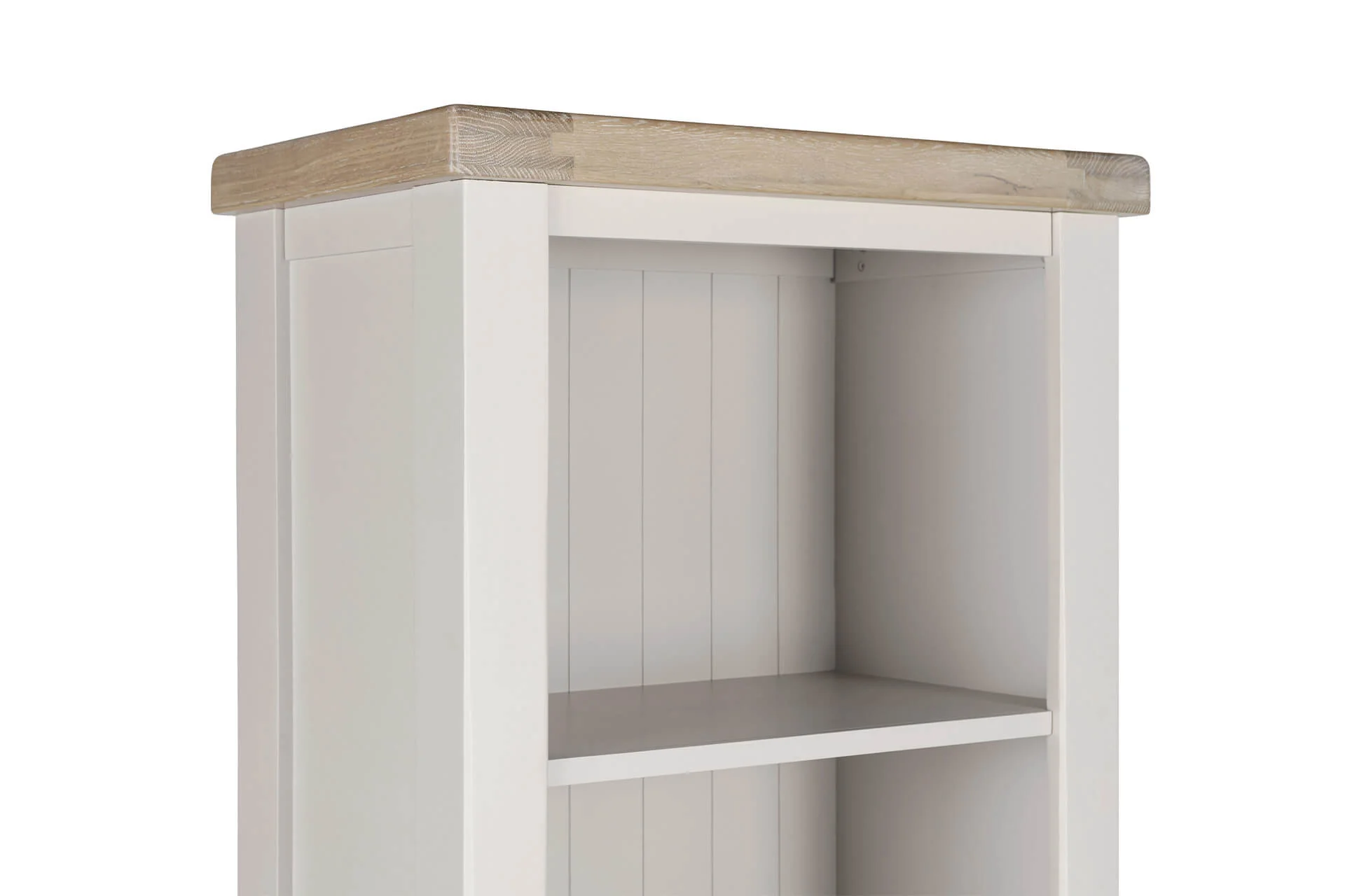 Doune Tall Bookcase – Taupe with Oak Veneer Top (PRE-ORDER FOR JULY) - Image 7
