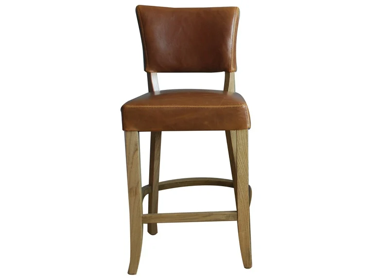 Duke Faux Leather Bar Chairs – Tan Brown with Solid Oak Legs 1030mm - Image 7
