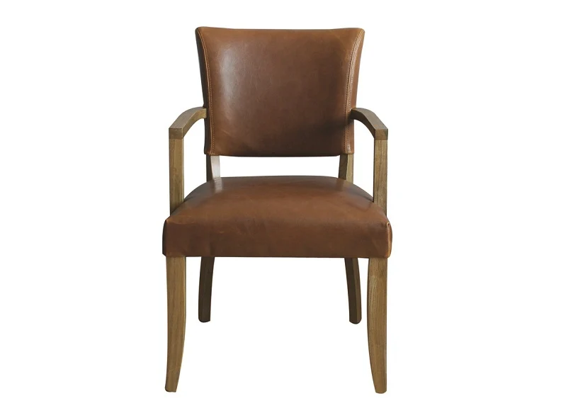 Duke Faux Leather Dining Armchairs – Tan Brown with Solid Oak Legs 890mm - Image 7