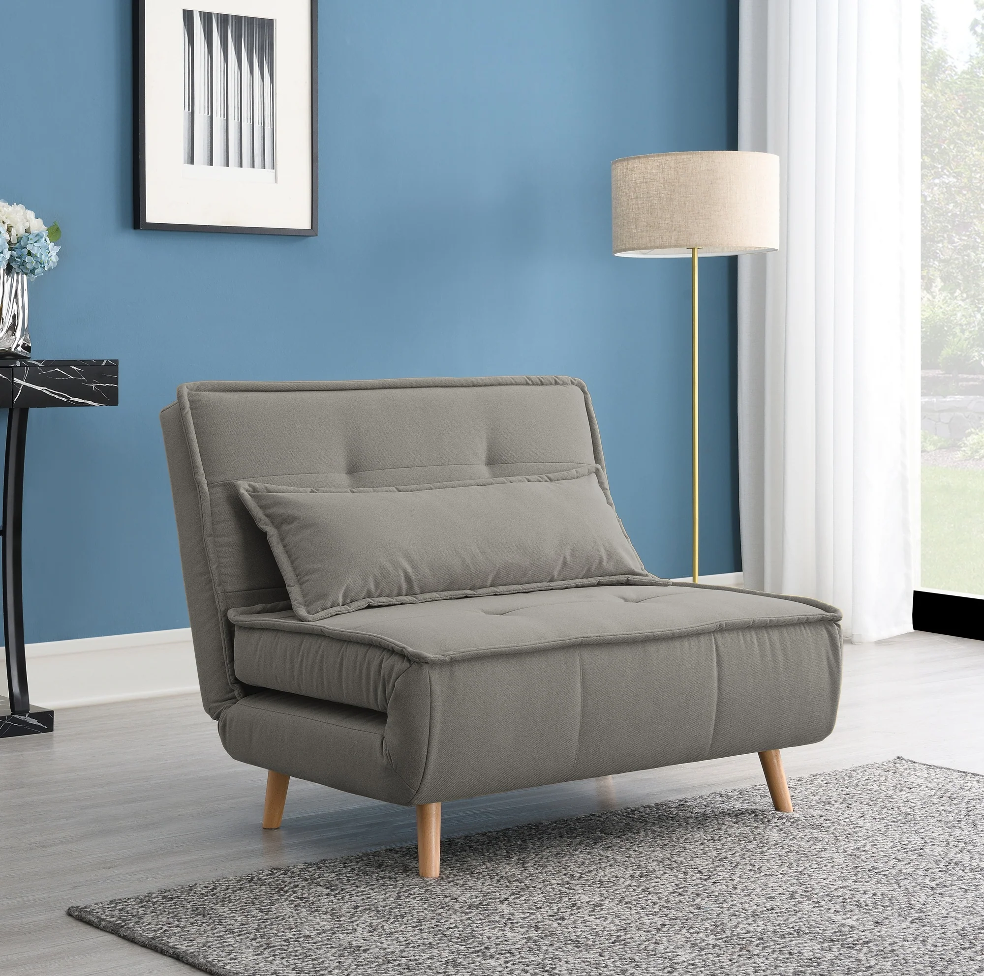 Ebro Single Fold-Out Sofa Bed – Premium Chenille with Click-Clack Mechanism - Image 7