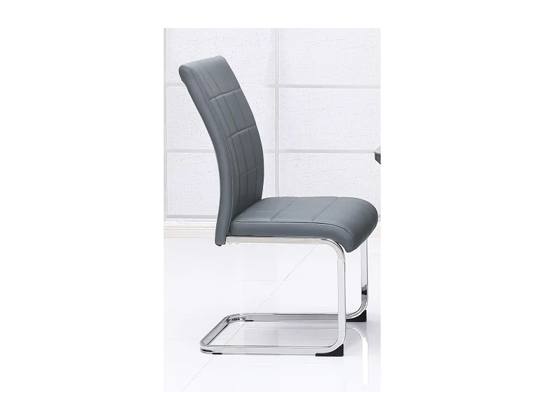 Edel Grey 5 ft Dining Set – Glass Top with 6 PU Chairs - Image 4