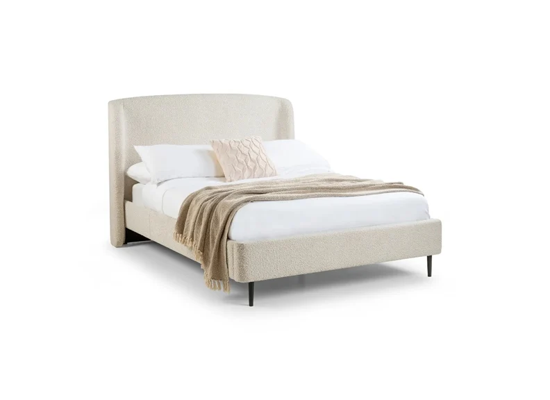 Eden Boucle Bed – Ivory Fabric with Curved Headboard 4ft6