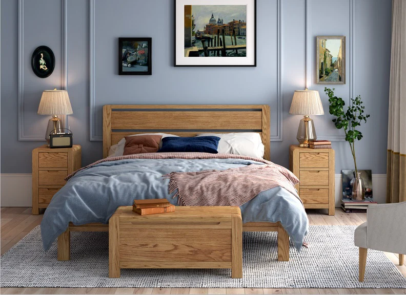 Edson Bed Frame – Oiled Oak with Low Foot and Slatted Headboard (PRE-ORDER FOR JULY)