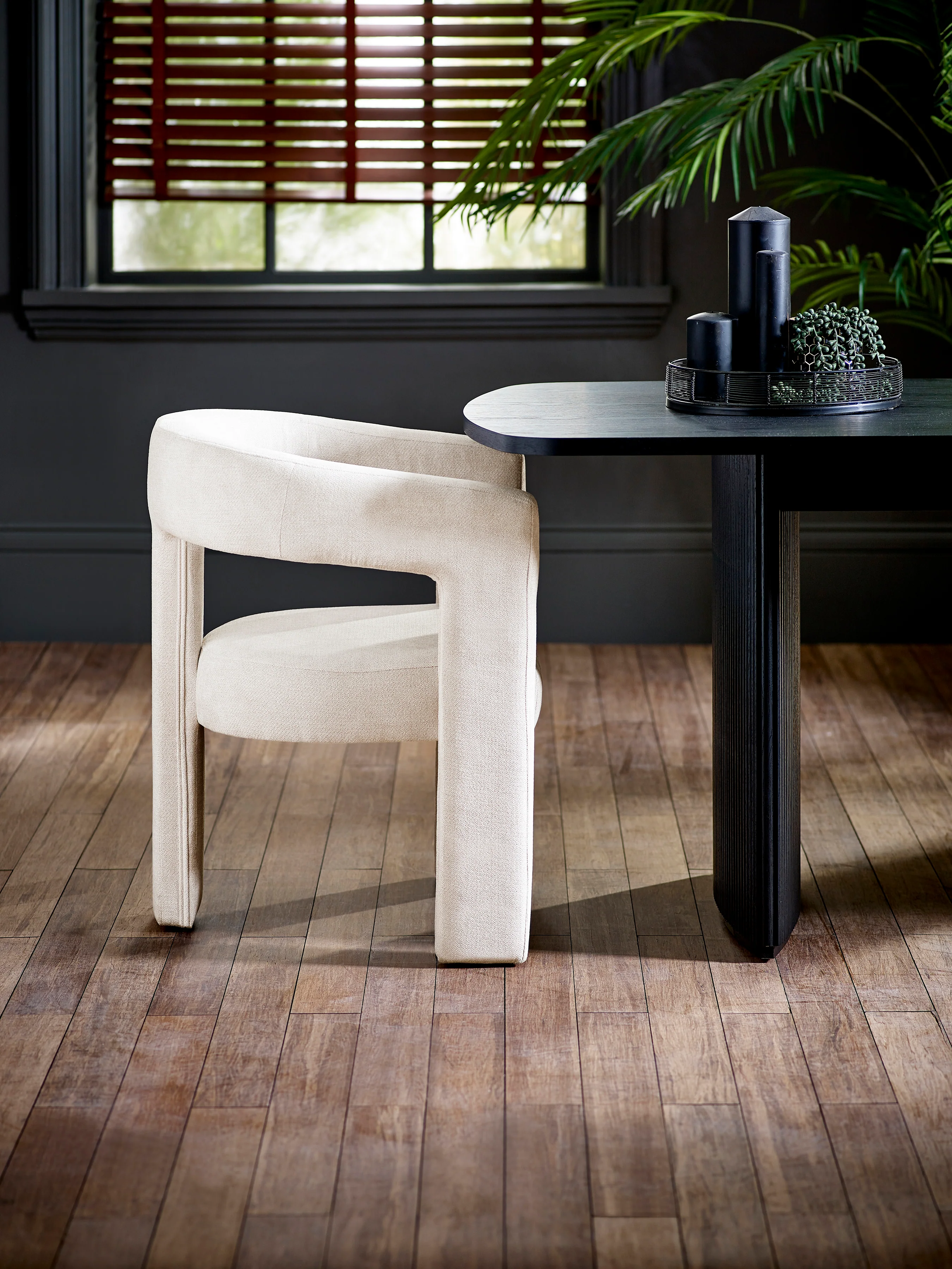 Elara Cream Chenille Upholstered Chair - Image 2