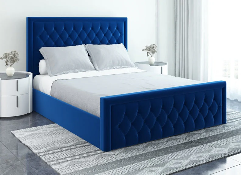 Ellis 4 ft Upholstered Bed – Luxury Designer Bed Frame with Diamond Stitch