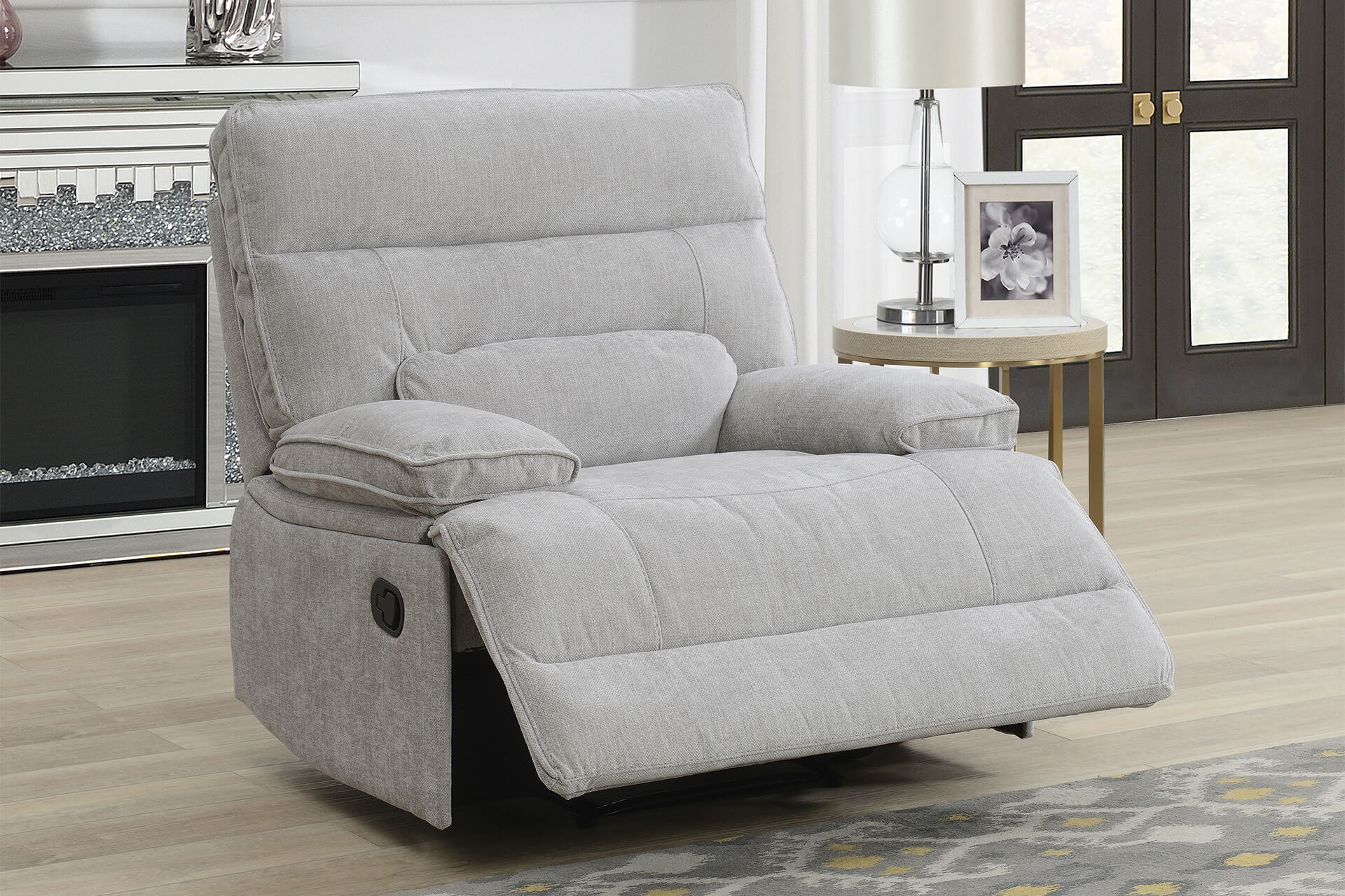Eloise 1 Seater Manual Recliner – Grey Upholstery with Lumbar Support