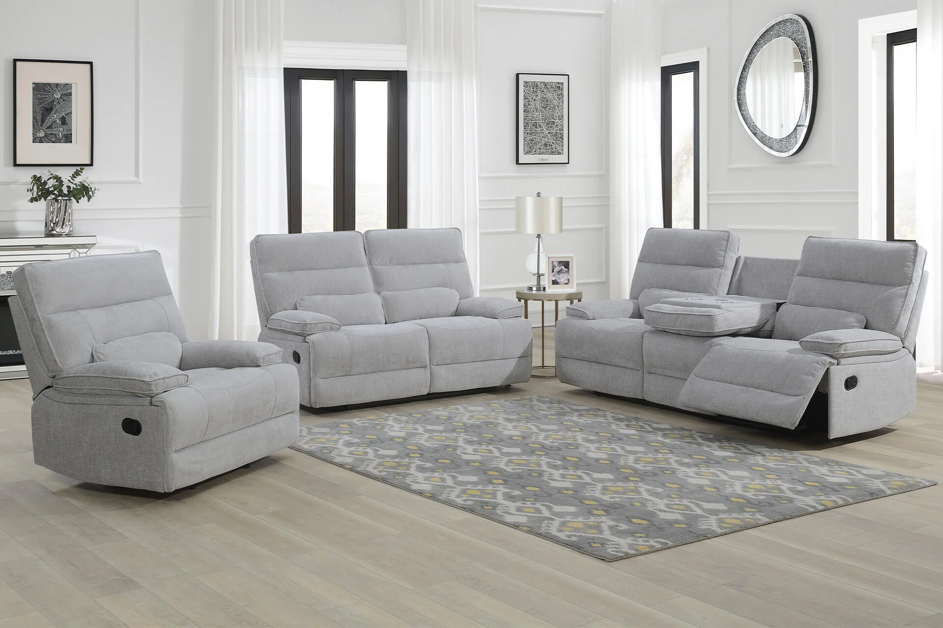 Eloise 1 Seater Manual Recliner – Grey Upholstery with Lumbar Support - Image 3