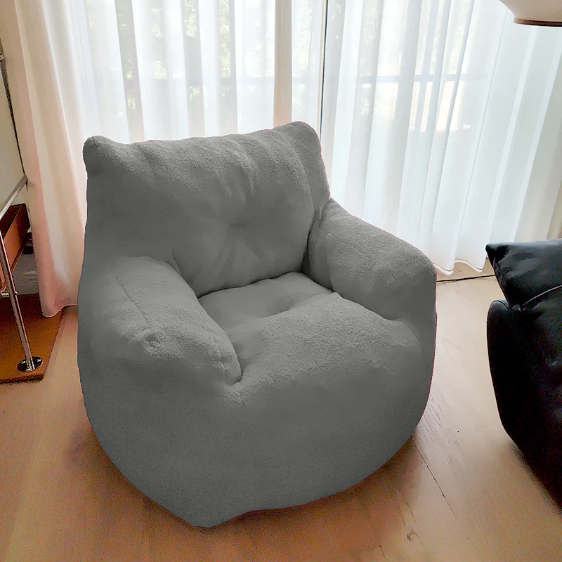 Emily Leisure Chair in Light Grey Teddy Fabric 90x90x35cm - Stylish Light Grey Accent Chair - Image 2