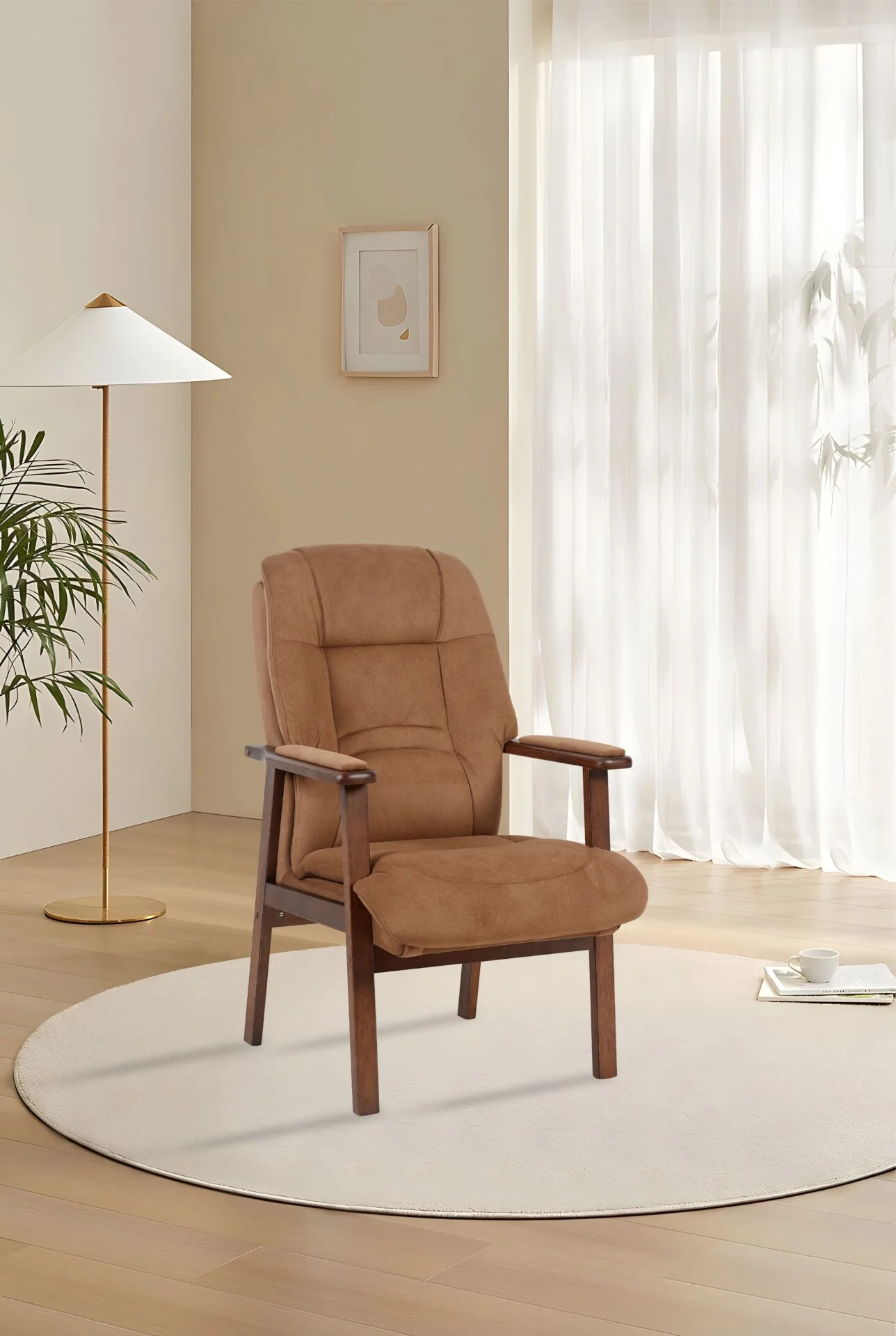 Enid Fireside Chair – Brown Compact Design