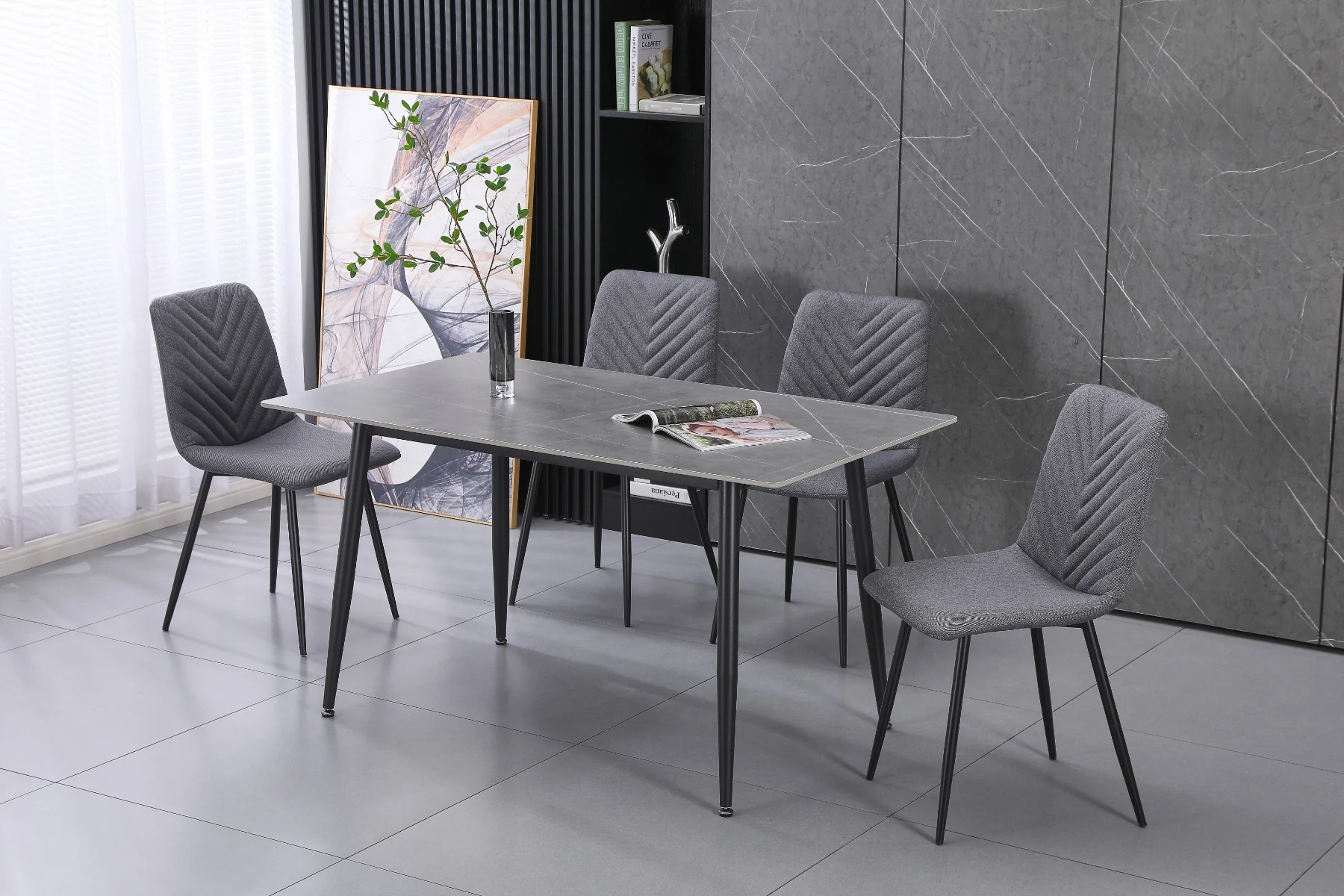 Essen Dining 1.4 Table and 4 Grey Chairs - Image 2