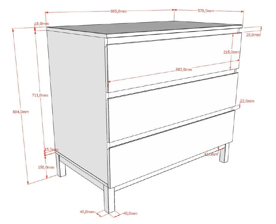 Eva Chest Of 3 Drawers White - Image 3