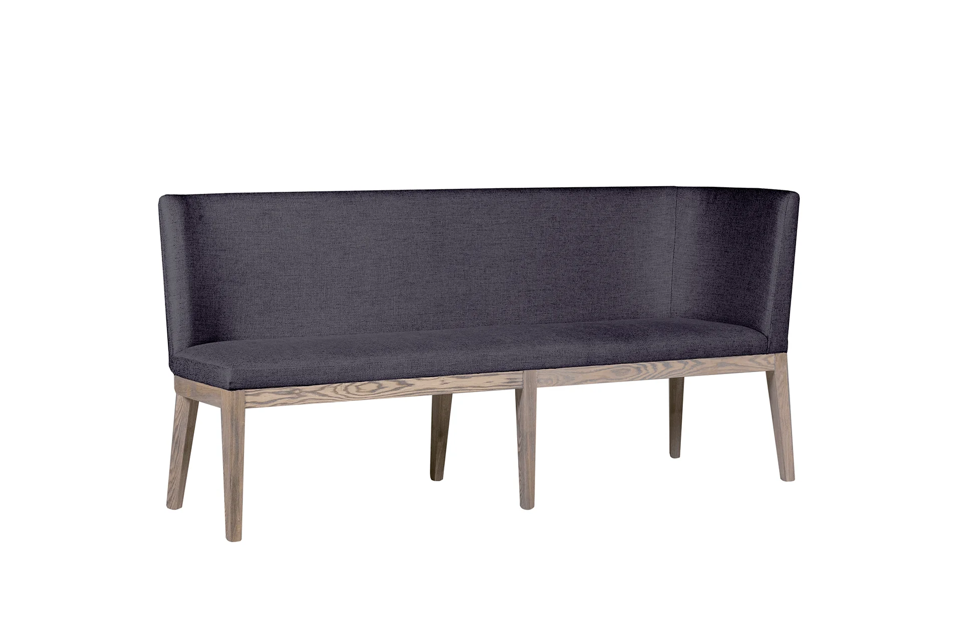 Falun Corner Bench – Dark Grey Upholstery with Solid Oak Legs