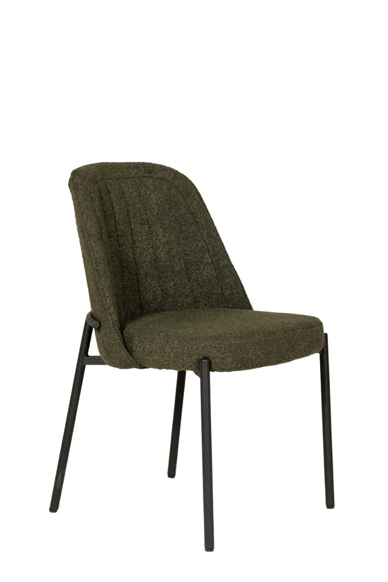 Field Dining Chair – Boucle Fabric with Black Metal Legs