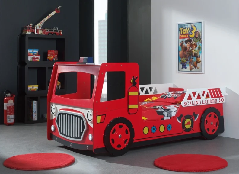 Fire Truck Bed – Red Single Bed with Decorative Design