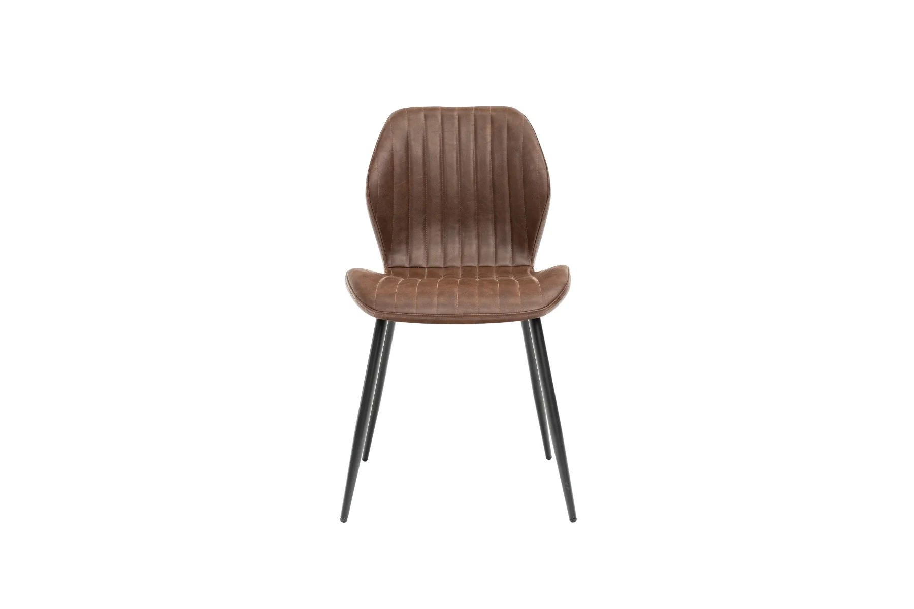 Fontana Antique Tan Faux Leather Dining Chair – Curved Back with Black Powder-Coated Legs - Image 2