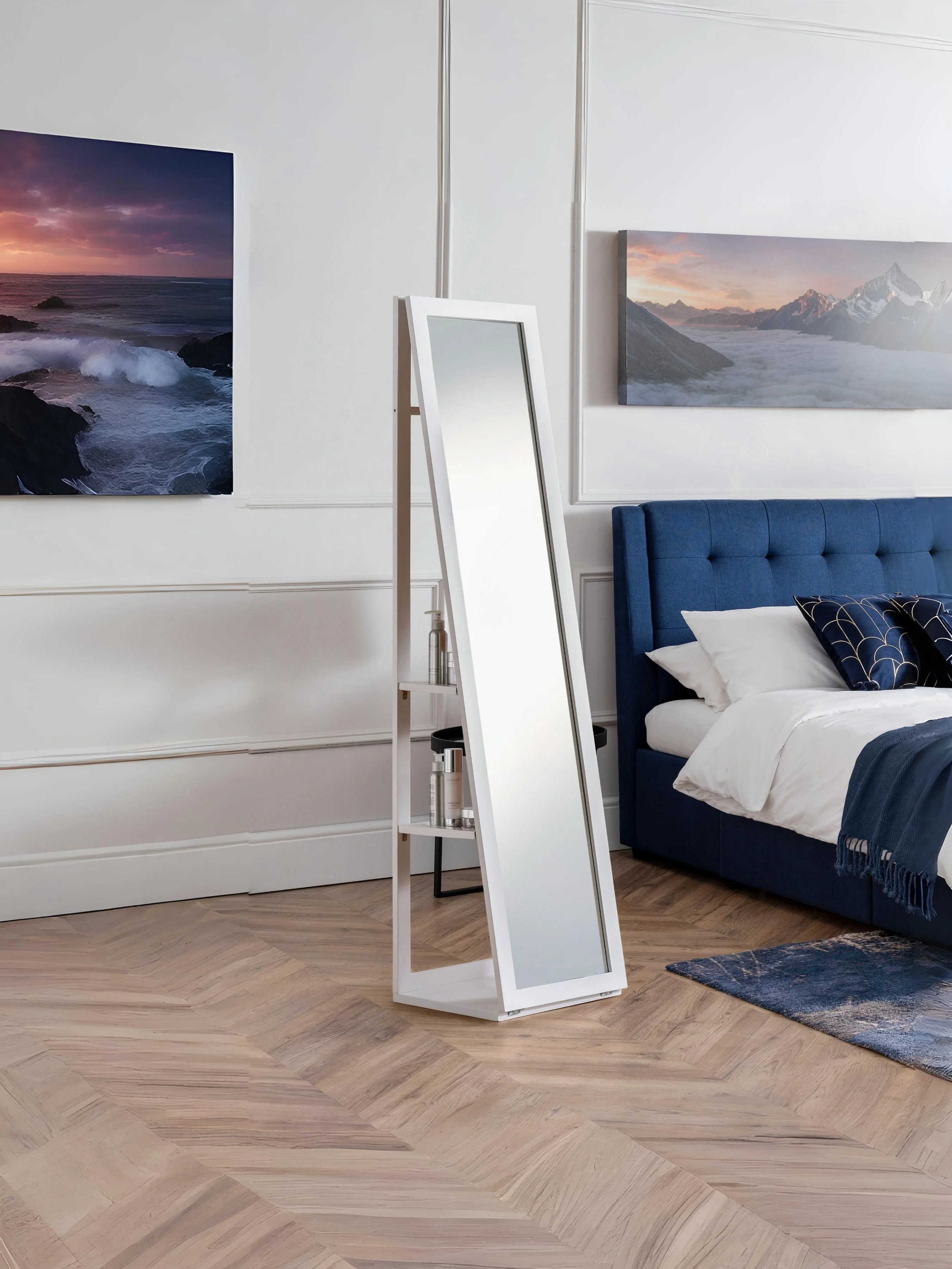 Fresco White Storage Mirror – Longline Design with Hidden Storage