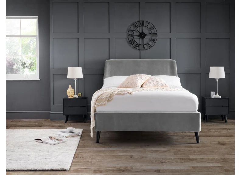 Frida Velvet Beds – Curved Headboard 4ft6 Bed in Grey Velvet - Image 6